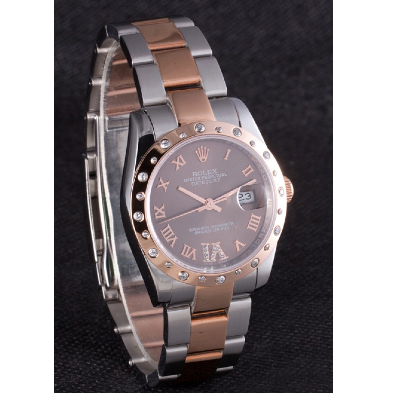 Aaa replica watch Brown Diamond Dial 7465 Rolex Bezel Datejust 0602